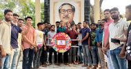 তাহিরপুরে বঙ্গবন্ধুর প্রতিকৃতিতে ছাত্রলীগের শ্রদ্ধা নিবেদন
