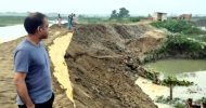 জগন্নাথপুরের হাওরে ঝুঁকিপূর্ণ বাঁধ ভেঙে ফসলহানির আশঙ্কায় চিন্তিত কৃষকরা