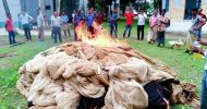 দিরাইয়ে বিপুল পরিমাণ অবৈধ কারেন্ট জাল আগুনে ভস্ম