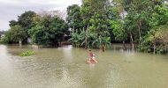 ঢলে প্লাবিত সুনামগঞ্জের তিন উপজেলা: তাহিরপুর-সুনামগঞ্জ সড়কে যান চলাচল বন্ধ